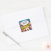 Stripboek klaar om te Knal! Baby Shower Strooi Vierkante Sticker (Envelop)