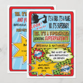 Stripboek Koppels Baby Douche Uitnodigingen (Voorkant / Achterkant)