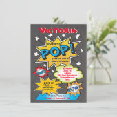 Stripboek Koppels Baby Douche Uitnodigingen (Staand voorkant)