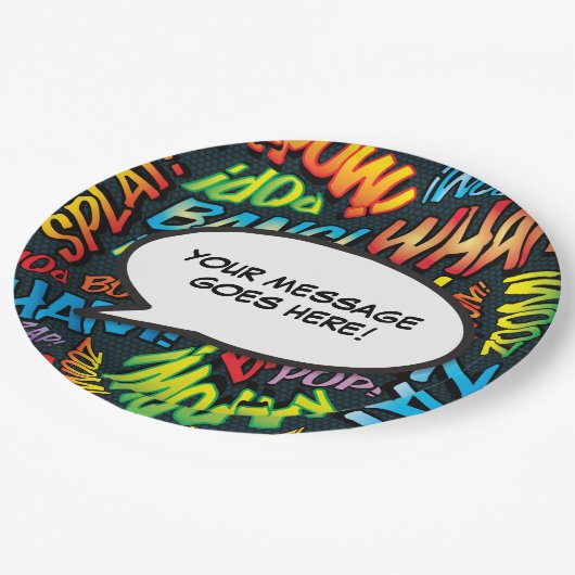 Stripboek Modern Fun Speech Bubble Papieren Bordje (Gekanteld)