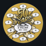 Stripboek Pop Art 50th Golden Jubileum Grote Klok<br><div class="desc">Personaliseer met uw namen en 50e-jubileumdetails. Een cool,  trendy en leuk ontwerp dat,  nog meer,  wham,  zap,  pow in een speciale gouden jubileum viering plaatst.</div>