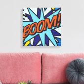 Stripboek Pop Art BOOM Superheld Canvas Afdruk (Insitu (Woonkamer))
