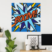 Stripboek Pop Art BOOM Superheld Poster (Thuiskantoor)