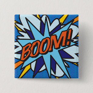 Stripboek Pop Art BOOM! Vierkante Button 5,1 Cm