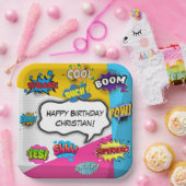 Stripboek Pop Art Custom Verjaardag Papieren Bordje (Feest)