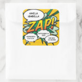 Stripboek Pop Art Geboortestatistieken gepersonali Vierkante Sticker (Tas)