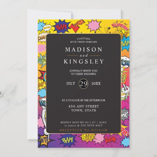 Stripboek Pop Art 💥🎉 Ongelooflijke bruiloft Kaart (Voorkant)