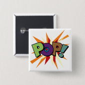 Stripboek Pop Art POP Vierkante Button 5,1 Cm (Voorkant /achterkant)
