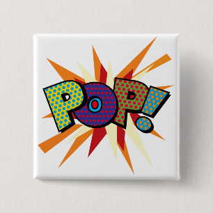 Stripboek Pop Art POP Vierkante Button 5,1 Cm