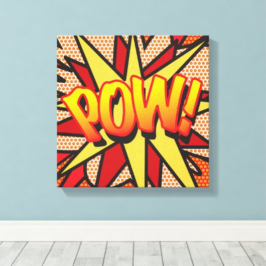 Stripboek Pop Art POW Superheld Canvas Afdruk (Insitu (Houten vloer))
