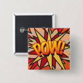 Stripboek Pop Art POW! Vierkante Button 5,1 Cm (Voorkant /achterkant)