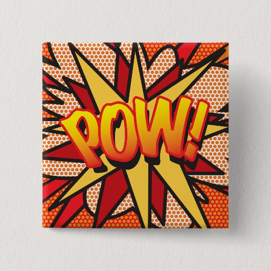 Stripboek Pop Art POW! Vierkante Button 5,1 Cm (Voorkant)