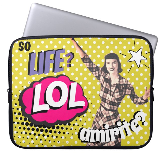 Stripboek Pop Art Retro Dame Grappig Laptop Sleeve (Voorkant)