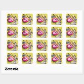 Stripboek Pop Art Retro Dame Grappig Vierkante Sticker (Vel)