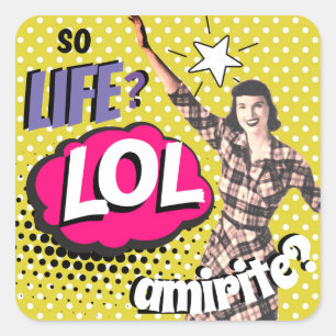 Stripboek Pop Art Retro Dame Grappig Vierkante Sticker