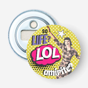 Stripboek Pop Art Retro Grappige Tekst Button Flesopener