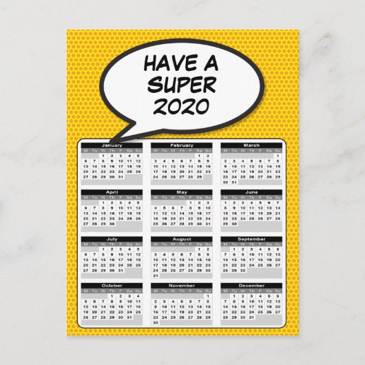 Stripboek Pop Art Speech Bubble 2020 Kalender Briefkaart (Voorkant)