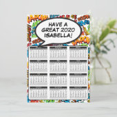 Stripboek Pop Art Speech Bubble 2020 Kalender Kaart (Staand voorkant)