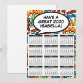 Stripboek Pop Art Speech Bubble 2020 Kalender Kaart (Voorkant / Achterkant)