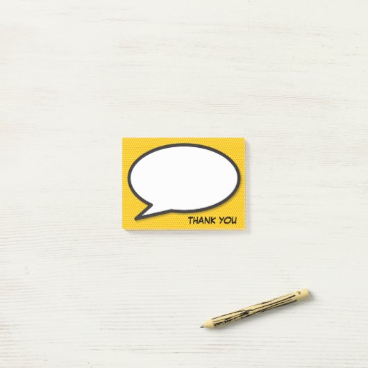 Stripboek Pop Art Spreekwolk Bedankt Post-it® Notes (Op bureau)