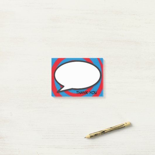 Stripboek Pop Art Spreekwolk Bedankt Post-it® Notes (Op bureau)