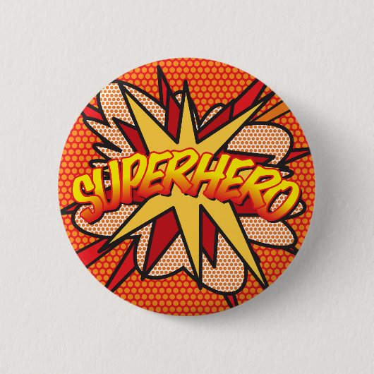 Stripboek Pop Art SUPERHELD Ronde Button 5,7 Cm (Voorkant)