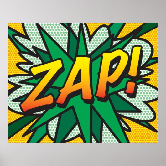 Stripboek Pop Art ZAP Superheld Poster (Voorkant)