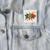 Stripboek Pop Art ZAP! Vierkante Button 5,1 Cm (In situ)