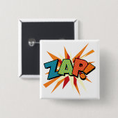 Stripboek Pop Art ZAP! Vierkante Button 5,1 Cm (Voorkant /achterkant)