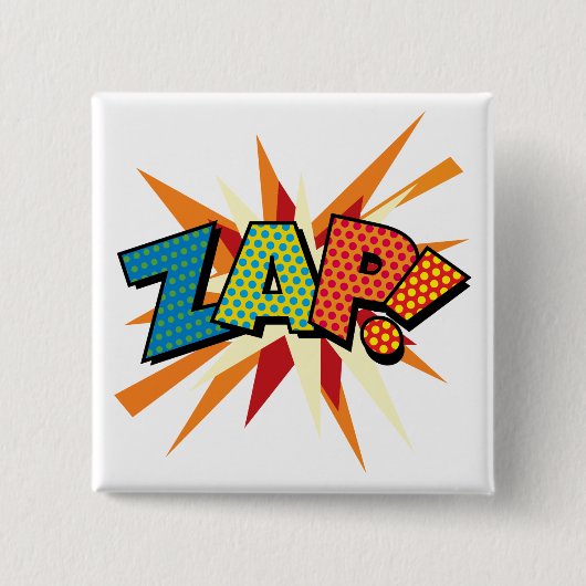 Stripboek Pop Art ZAP! Vierkante Button 5,1 Cm (Voorkant)