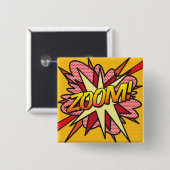 Stripboek Pop Art ZOOM! Vierkante Button 5,1 Cm (Voorkant /achterkant)