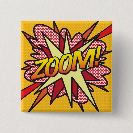 Stripboek Pop Art ZOOM! Vierkante Button 5,1 Cm (Voorkant)