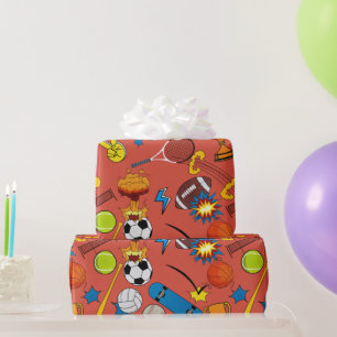 Stripboek Retro Sport Atletiekballen Cadeaupapier
