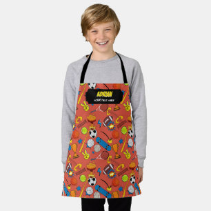 Stripboek Retro Sport Atletiekballen Jongen Kinder Schort