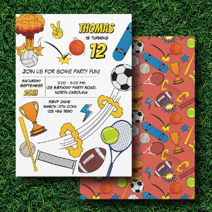 Stripboek Retro Sport Atletiekballen Verjaardag Kaart