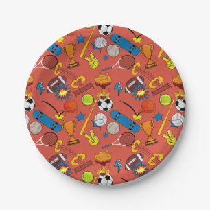 Stripboek Retro Sportatletiekballen Papieren Bordje