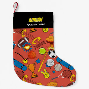Stripboek Retro Sportieve Ballen Kinderen Jongens Kleine Kerstsok