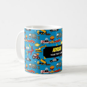Stripboek Retro Trucks Auto's Voertuigen Vliegtuig Koffiemok