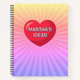 Stripboek schattig hart gepersonaliseerde naam not notitieboek