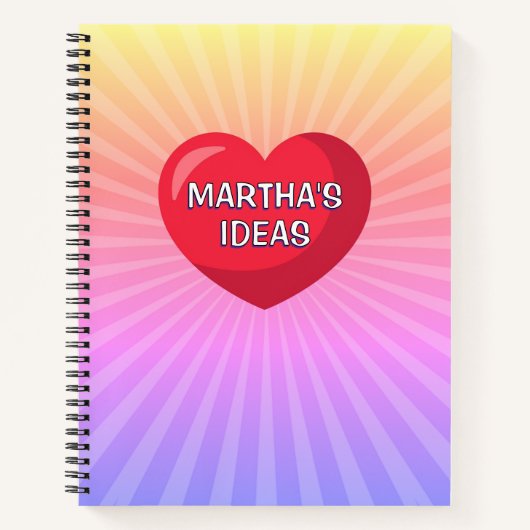 Stripboek schattig hart gepersonaliseerde naam not notitieboek (Voorkant)