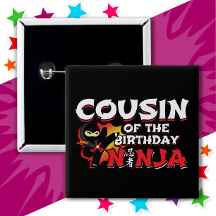 Stripboek Stijl Feestneef van Verjaardag Ninja Vierkante Button 5,1 Cm