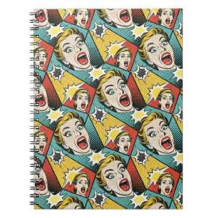 Stripboek stijl retro pop art geometrisch patroon notitieboek