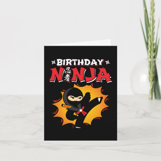 Stripboek Stijl Super Party Verjaardag Ninja Kaart (Voorkant)