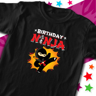 Stripboek Stijl Super Party Verjaardag Ninja T-shirt
