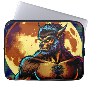 Stripboek Stijl Weerwolf voor Volle Maan Laptop Sleeve