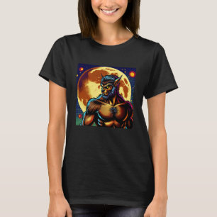 Stripboek Stijl Weerwolf voor Volle Maan T-shirt