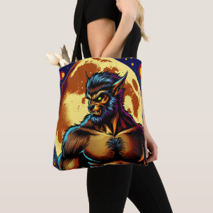Stripboek Stijl Weerwolf voor Volle Maan Tote Bag