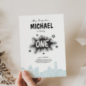 Stripboek Superheld 1e Verjaardag Uitnodiging