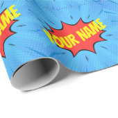 Stripboek Superheld Blauw Rood Geel Cadeaupapier (Rol Hoek)