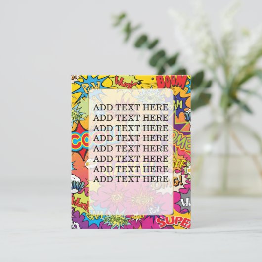 STRIPBOEK SUPERHELD BRUILOFT INFORMATIEKAARTJE (Staand voorkant)